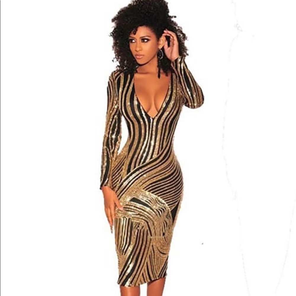 Black & Gold Evening Dress